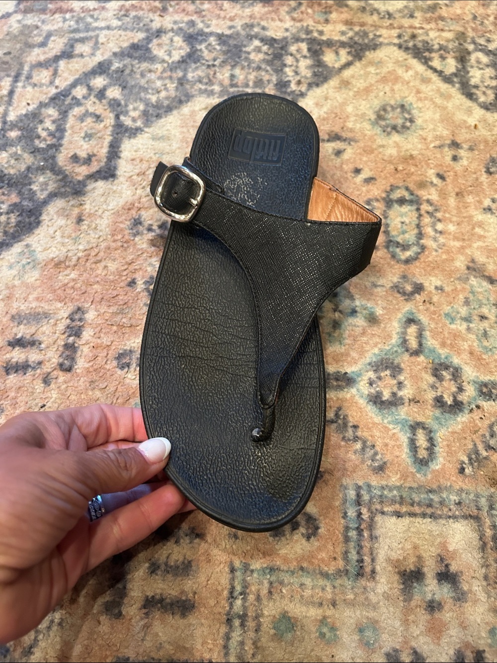 Fitflop Black Thong Sandal with Buckle Detail - Picture 7 of 11